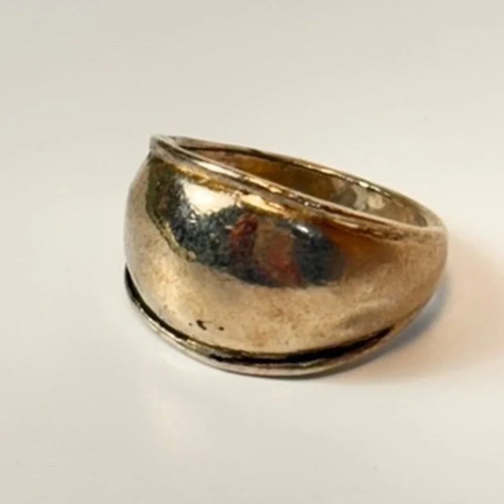 Vintage Dome Ring Silver Tone Minimalist 70s Boho Statement Size 8